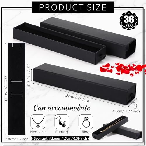 Kenning 36 Pcs Jewelry Gift Box for Necklace Bulk Sliding Drawer - color: Black