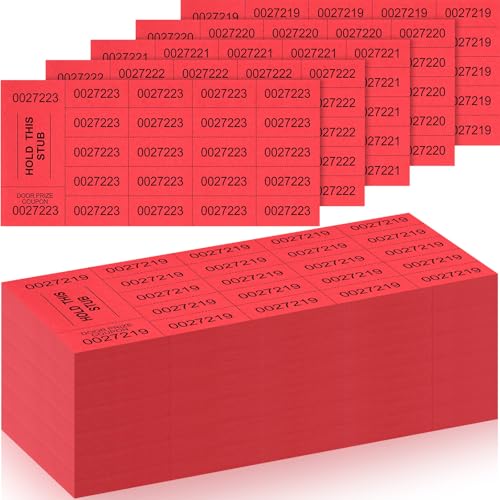 Kosiz 20 Bid 504 Raffle Ticket Sheets Chinese Auction Tickets, Red - color: Red, size: 20 Bid