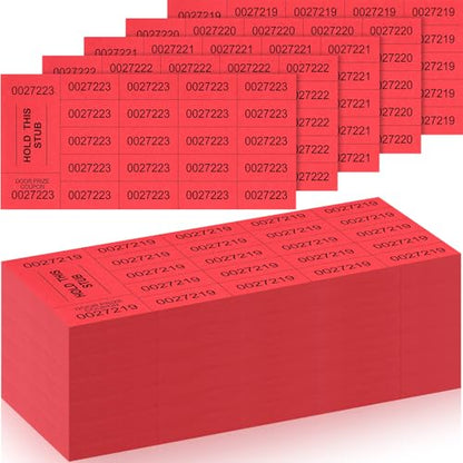 Kosiz 20 Bid 504 Raffle Ticket Sheets Chinese Auction Tickets, Red - color: Red, size: 20 Bid