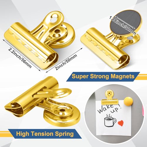 MorningRo 18 Pcs Magnetic Clips Metal Heavy Duty, Gold, 2.2 Inch - color: Gold