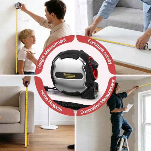 10FT Tape Measure, Small Retractable Measuring Tape, Mini Tape Measure with Metric/Inch, Dual Sided, Magnetic Hooks, Rubber + Stainless Steel Case, for Home, Construction & DIY (10ft) - size: 10ft