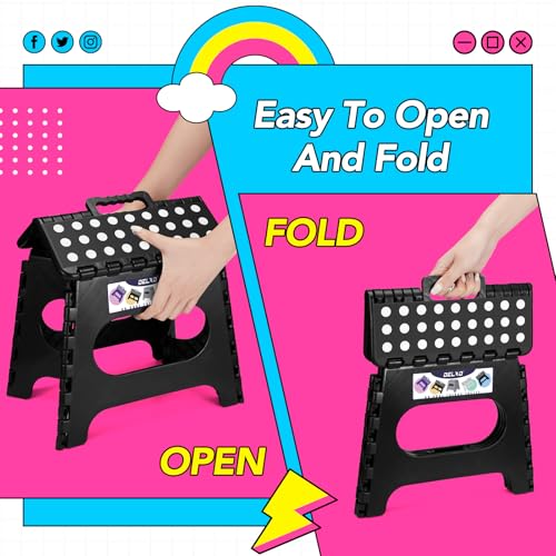 Delxo Folding Step Stool 11 inch 2 Pack,300 Lbs Step Stool for Kids&Adults - color: Black, size: 11 Inch-2 Pack