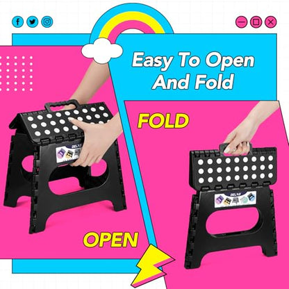 Delxo Folding Step Stool 11 inch 2 Pack,300 Lbs Step Stool for Kids&Adults - color: Black, size: 11 Inch-2 Pack