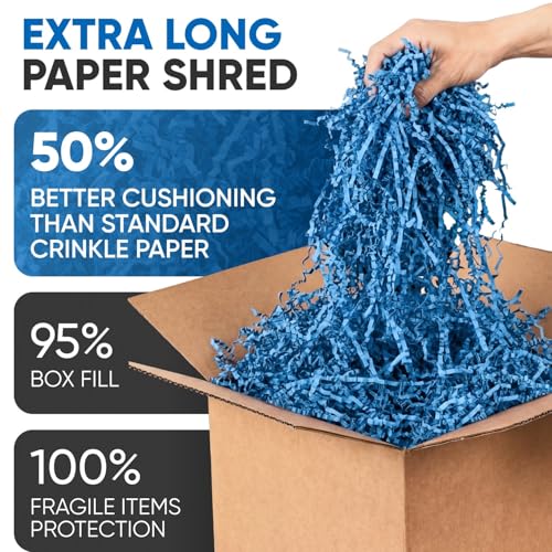 1 Cu Ft Ready To Ship Carton with Dark Blue Crinkle Paper 12x12x12" - color: Dark Blue, size: Single Wall Box