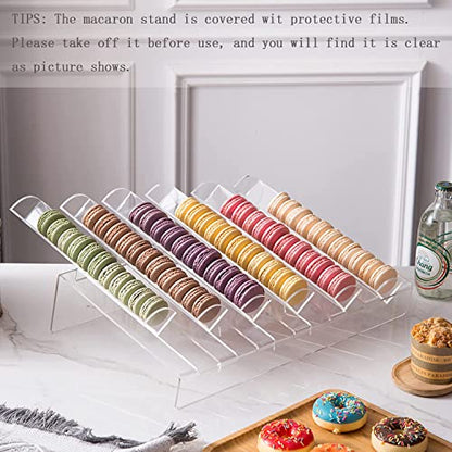 Acrylic Macaron Display Tray, Macaron Stand Cookie Display Stand with 6 Slots……