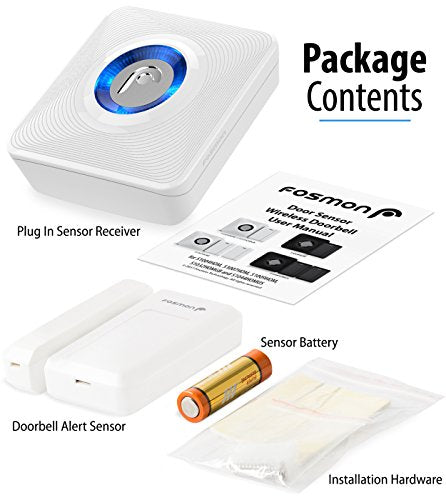 Fosmon WaveLink Wireless Doorbell Chime, 500ft Range, 1 Receiver 1 Sensor - style: 1 Receiver + 1 Door Sensor Transmitter