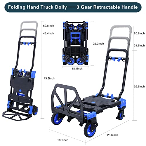 JJSMKCH 2-in-1 Hand Truck Dolly Foldable,330LB Capacity Hand Dolly - color: C-blue