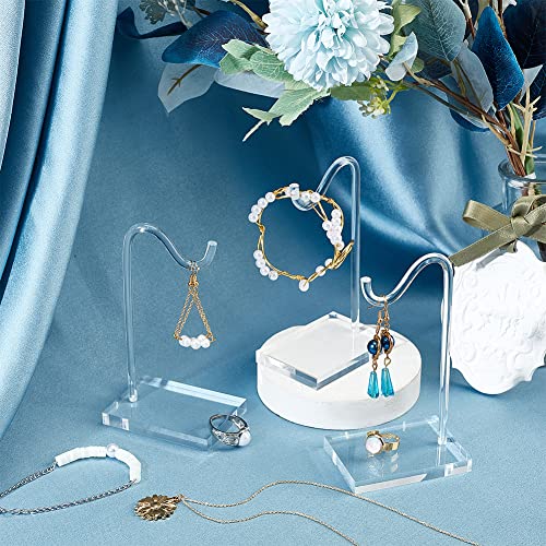 FINGERINSPIRE 3 Set Acrylic Bracelet Display Stand Clear Hook Shape Watch Display Holder 4.9 inch High Jewelry Storage Rack for Bangles Hairband Earrings Jewelry Organizer for Retail Counter Top