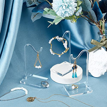 FINGERINSPIRE 3 Set Acrylic Bracelet Display Stand Clear Hook Shape Watch Display Holder 4.9 inch High Jewelry Storage Rack for Bangles Hairband Earrings Jewelry Organizer for Retail Counter Top