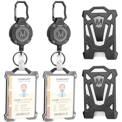 2 Pack Heavy Duty Retractable Keychain with Tactical ID Card Holder