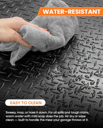 SEAL 6 x 20 FT Premium Garage Floor Mat, Solid 2.8mm Thick Lay-Flat Black Commercial Grade Heavy Duty Parking Mat for SUV, Sedan, Workshop, Water/Stain Resistant Runner (Embossed Diamond Plate) - size: 240"L x 72"W x 0.1"Th