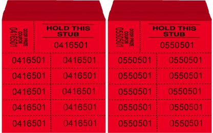 Auction Tickets - 1000 Sheets - 10 Numbers per Sheet (Red) - color: Red