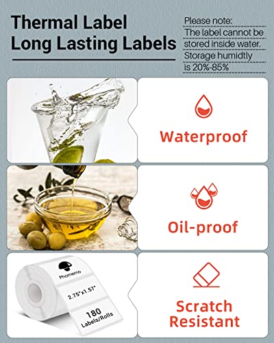 Phomemo M220 Thermal Labels 2.75"x1.57" for M220/M221/M250/M260, 170 PCS - color: White, size: 2.75"x1.57"