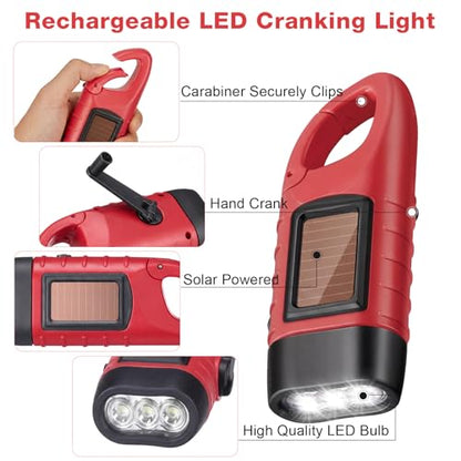 Mudder 4 Pack Hand Crank Solar Flashlight LED Emergency,Black, Red - color: Black, Red