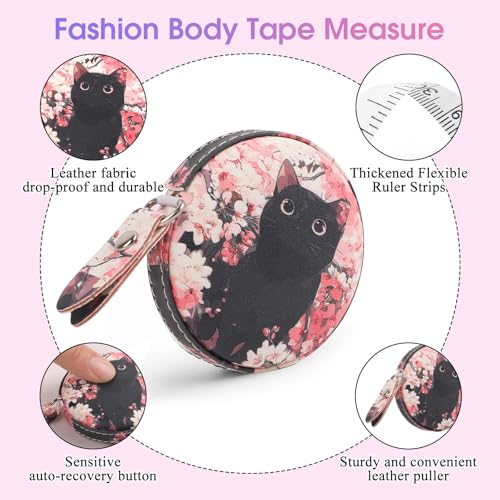 Retractable Mini Leather Tape Measure, Auto Retract Cute Kitten - color: Cute Kitten