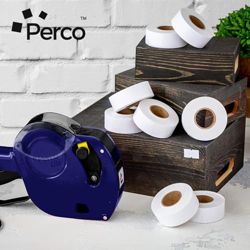 Perco 1-Line White Blank Price & Date Gun Labels – 8 Rolls, 8,000 Count - color: White, size: 1 Sleeve