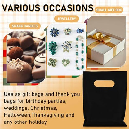 Maitys Black 300 Pcs Small Plastic Bags with Handles 5x7 for Business - color: Black