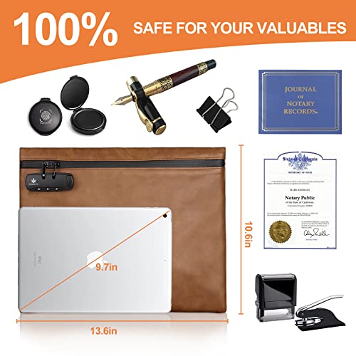 KOSMCCO Notary Bag with Lock, Brown, L - color: Brown