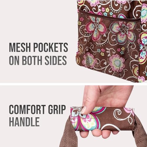 Extra Large Utility Tote Bag - Oversized Collapsible Beach Bag - Brown Daisy - color: Brown Daisy