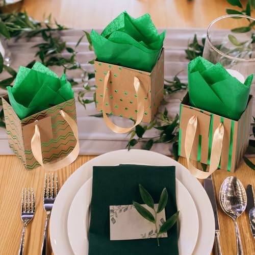 Tenare 12 Pcs Small Gift Bags Bulk,7 x 4 x 9 Inch,Brown Green Gold - color: Brown Green Gold, size: 7 x 4 x 9 Inch