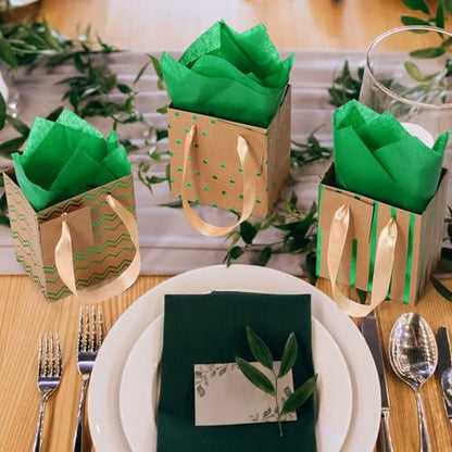 Tenare 12 Pcs Small Gift Bags Bulk,7 x 4 x 9 Inch,Brown Green Gold - color: Brown Green Gold, size: 7 x 4 x 9 Inch