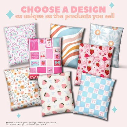 Picksie Mailers - Poly Mailers 10x13 Bulk Floral Polymailers Cute Pink Bows - color: Flower Girl, size: 10x13