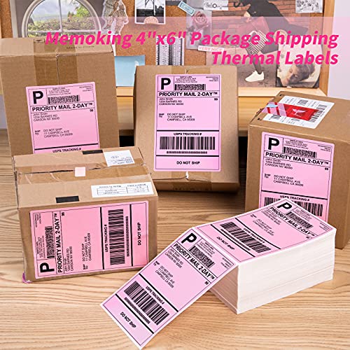 4x6 Thermal Direct Shipping Label, 4''x 6'' Fan-Fold Labels, 500 Pcs - color: Pink