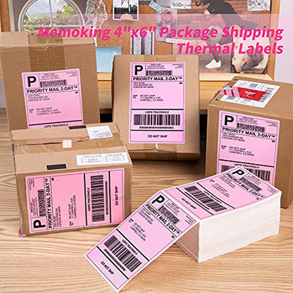4x6 Thermal Direct Shipping Label, 4''x 6'' Fan-Fold Labels, 500 Pcs - color: Pink