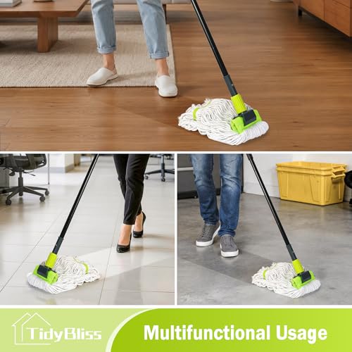 TidyBliss Commercial Mop Heavy Duty with 57.5” Long Handle (Green) - color: Green