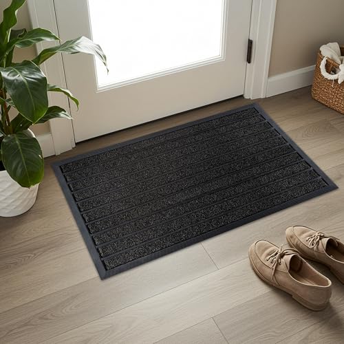 ubdyo Extra Durable Door Mat Outside Entrance (36" x 24", Bright Black) - color: Bright Black, size: 36" x 24" (Rectangular)
