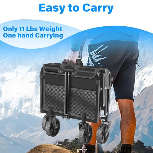 LIAPOTT Wagons Carts Foldable, Lightweight Collapsible Wagon Cart, 360lbs - color: Black