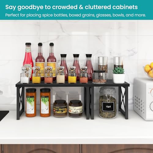 ELITEROO Wood Desktop Shelf, Freestanding Small Bookshelf Organizers - color: Black