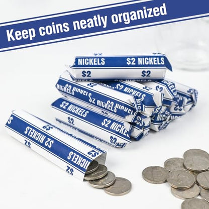 THEBLUETOUCH 100 pcs White Kraft Flat Coin Wrappers for Nickels - size: 100 Nickel Only