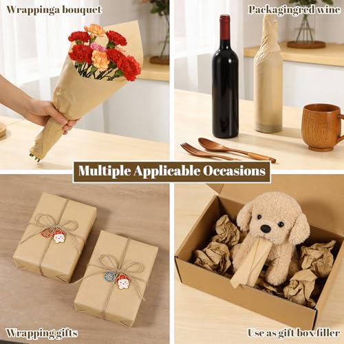 MAQUITA 500 Sheets Brown Tissue Paper for Packaging, Premium Cream Tissue Paper Bulk 14 x 20 Inches for Gift Bags, Floral Filler, Gift Wrapping, DIY Crafts, Party & Wedding Decor