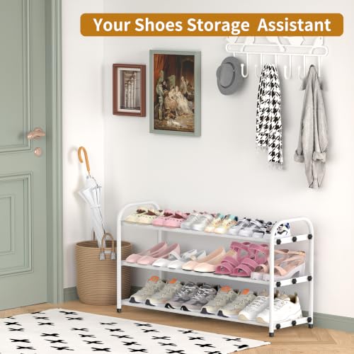 Hleelomi 3-Tier Metal Expandable Shoe Rack for Closet and Entryway, White - color: White, size: 3-Tier