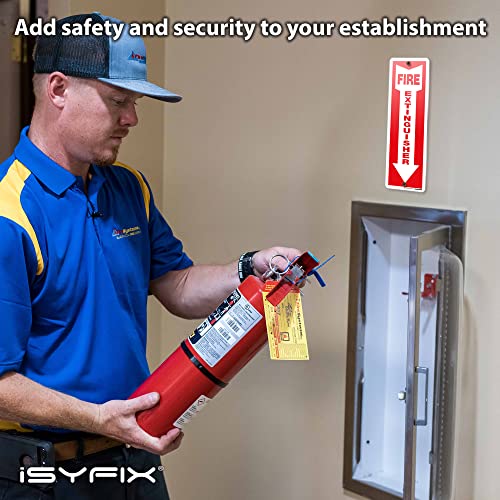 iSYFIX Fire Extinguisher Aluminum Signs, 4x12 Inch, 10 Pack - color: METAL