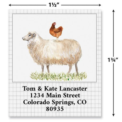 The Farm Personalized Address Labels - Set of 144, 1 ½” x 1 ¾”, Self-Adhesive, Large Flat-Sheet Select Labels, by Colorful Images - style: The Farm