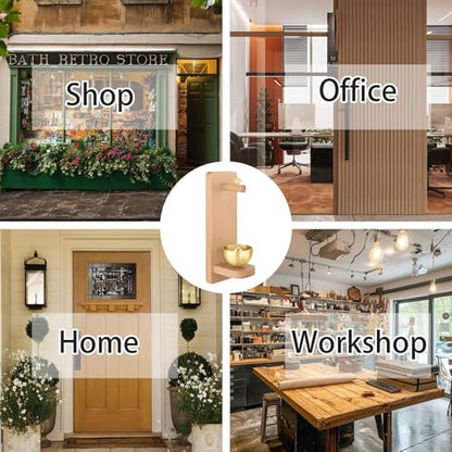 Shopkeepers Bell for Door Opening – Decorative Wooden Chime with Brass