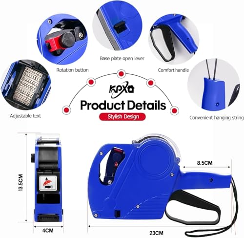 8 Digit Price Label Gun Cover,Single Line Price Tag Gun for Retail(Blue)