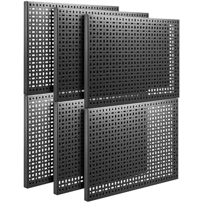 6 Pack Peg Board, 16×12" Black Metal Pegboard Wall Panels for Garage - size: 6 Pack-Square