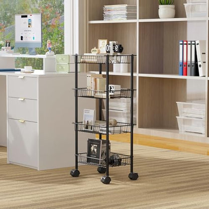 AWTATOS 4-Tier Rolling Cart, Storage Cart with Removable Baskets