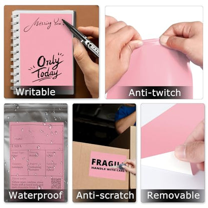Pink Thermal Labels 4 × 6 Inch Waterproof Vinyl Stickers 250 PCS - color: Pink