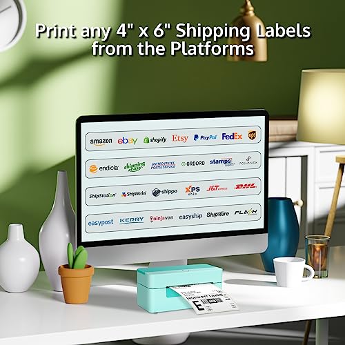 OFFNOVA USB Shipping Label Printer, 4x6 Thermal Printer for Shipping Packages, High-Speed Label Maker, Compatible with ShipStation, UPS, FedEx, Ebay, Amazon, Shopify, USPS, NO Bluetooth Function - color: Green
