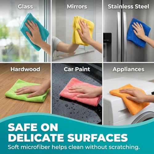 HELOMOR 3 Extra Large Microfiber Cleaning Cloths, 30"x18" Floor Towels for Squeegee Mop, Reusable Multi-Purpose Cleaning Rags for House, Kitchen, Car & Windows, Highly Absorbent, Lint-Free - size: Pack of 3