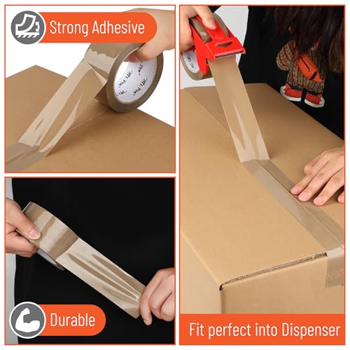 Mr. Pen- Brown Packing Tape with Dispenser, 2 Inch x 60 Yards x 2.6 mil - color: Brown, size: 6 Pack with Dispenser