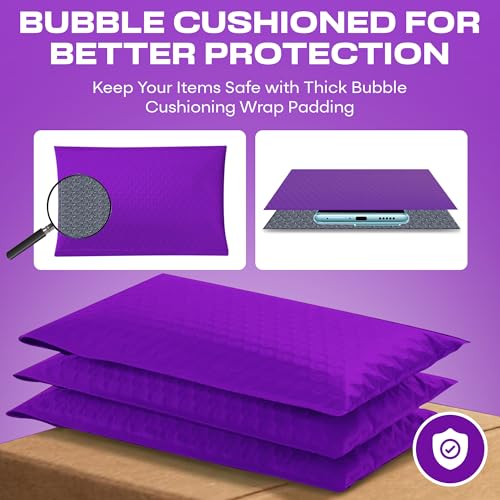 Purple Bubble Mailers 4x8, Self Seal Poly Padded Envelopes #000, 500 Pack - color: Purple, size: 4"x8" / 500 Pack