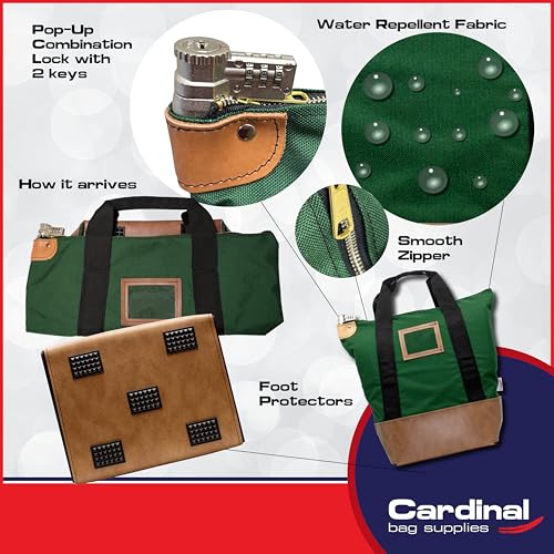 Locking Heavy Duty Courier Bag, 18x18x8 inch - color: Forest Green