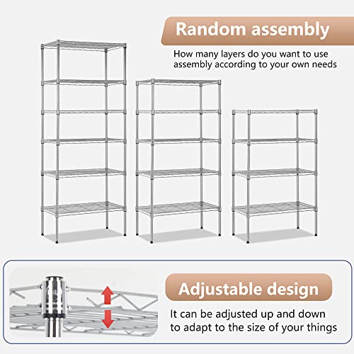 FDW | 6-Tier Wire Shelf | 23" x 13" x 59" | Chrome - color: Chrome, size: 23×13×59