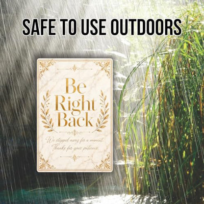 Be Right Back Luxe Gold Business Sign - style: Be Right Back