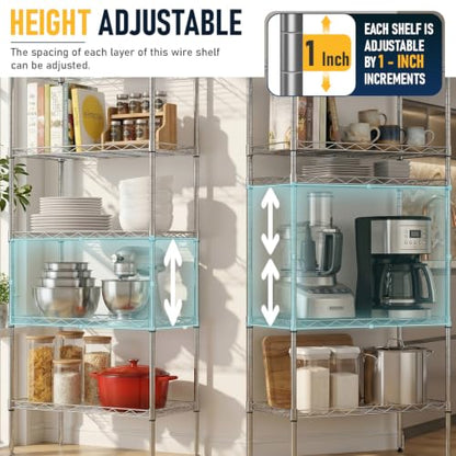 FDW | 5-Tier Wire Shelf | 22" x 12" x 48" | Chrome - color: Chrome, size: 22×12×48